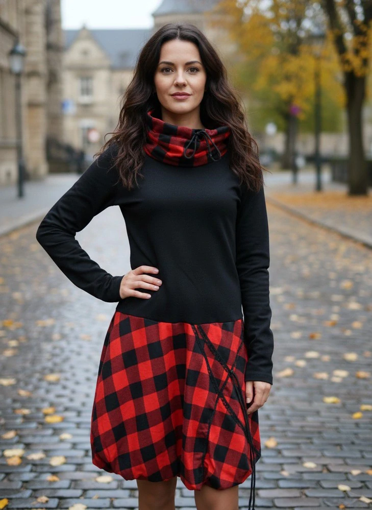 Šaty Josefína - káro červené