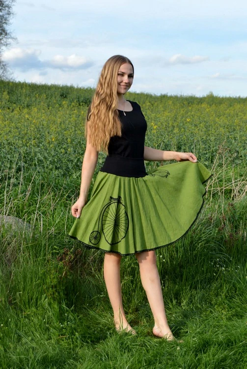 Sukně s ručním tiskem - kolo