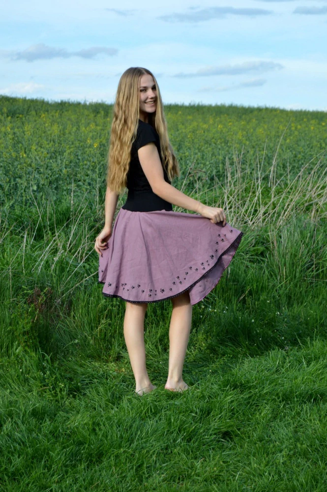Sukně s ručním tiskem - kočka